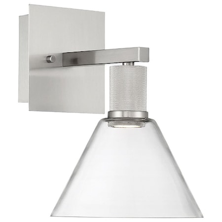 Access Lighting Port Nine Martini, Martini LED Wall Sconce, Brushed Steel Finish, Clear Glass 63143LEDD-BS/CLR